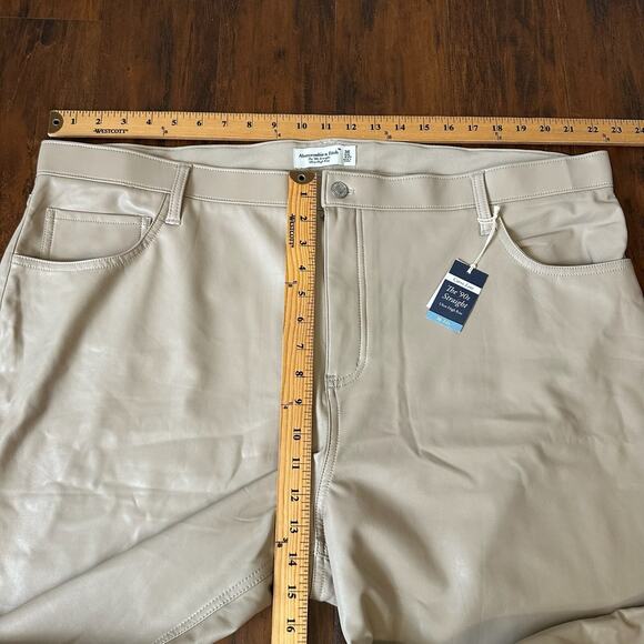 ABERCROMBIE & FITCH The 90s Straight Pants Beige Vegan Leather NWT - Picture 13 of 15